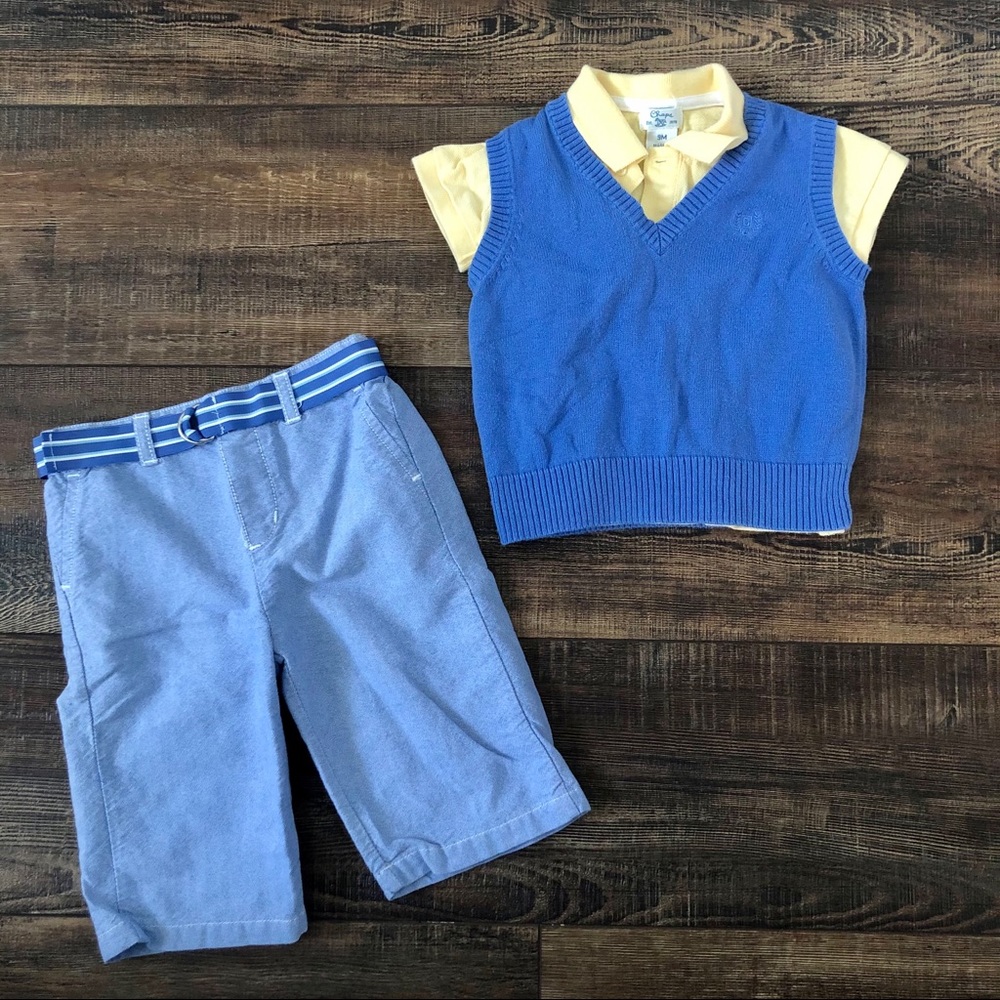 Chaps 4 Piece Dress Outfit, 9 Months